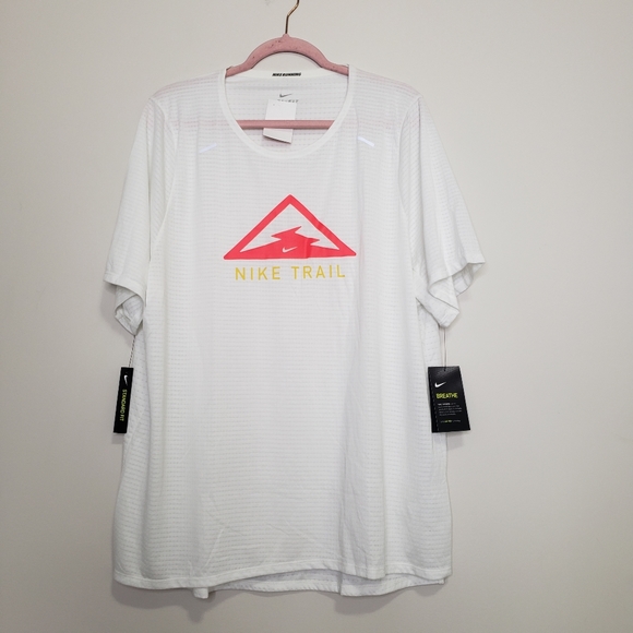 Nike trail mens running top breathe white xl nwt
